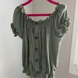 Girls Blouse, army green size 6